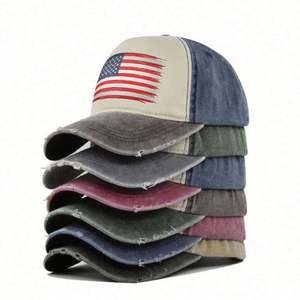 Gorras de Béisbol Estilo Dad Hat con Logotipo Estampado de la Bandera Americana, de Algodón Lavado y Desgastado, Tela Común, Unisex, para las Cuatro Estaciones, Disponibles en Stock - Product Image 2