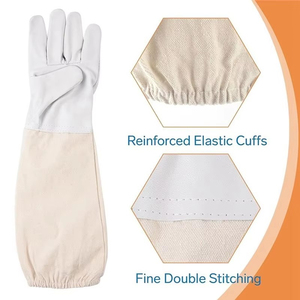 Meilleurs gants de sécurité ventilés et protecteurs pour l'apiculture, en cuir de chèvre antidérapant avec revers en toile - Gants Sunny - Product Image 4