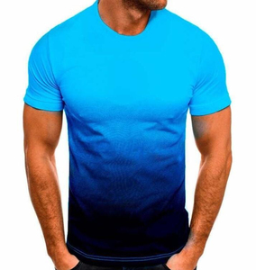 เสื้อยืดคอกลมแขนสั้นสีดำไล่เฉดสีสำหรับผู้ชาย ทรงเข้ารูป สวมใส่สบาย ระบายอากาศได้ดี ผลิตจากผ้าฝ้ายเจอร์ซีย์ถัก - Product Image 5
