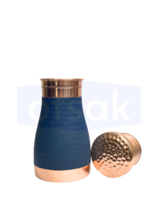 กระติกน้ำทองแดงสีน้ำเงิน OTSAK พรีเมียม รักษ์โลก ดีไซน์ทันสมัย ฝาปิดแบบตอกลาย  ขนาดพกพา สำหรับสำนักงานและบ้าน ความจุ 1000 มล. - Product Image 5