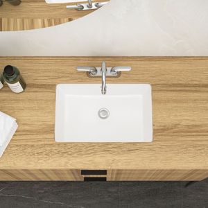 Lavabo Rettangolare da Incasso in Ceramica Bianca 18x12 Pollici con Troppopieno, Eleganti Lavabi per Ristrutturazione Bagno - Product Image 1