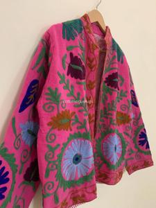 Chaqueta de algodón con bordado floral bohemio, cuello mandarín, manga larga, ropa de abrigo de primavera para mujer - Product Image 2