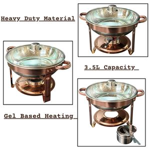 Elegante Juego de Recipientes para Buffet, Recipiente Redondo con Sistema de Calentamiento a Base de Gel para Catering y Fiestas al Mejor Precio - Product Image 4