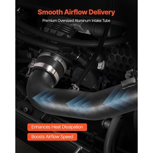 Système d'admission d'air froid + kit de filtre à haut débit avec bouclier thermique pour Chevrolet Silverado/GMC Sierra 1500 4.8L/5.3L/6.2L 2009-2013, améliore - Product Image 5