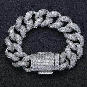 Pulsera de Lujo con Incrustaciones de Moissanita, Estilo Cubano, Plata de Ley 925, Estilo Rapero, Joyería Unisex - Product Image 2