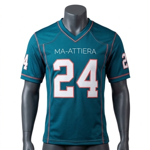 Custom American <b>Football</b> Jersey Men's Teal <b>White</b> Team Uniform Wholesale Jersey Activewear Sportswear Sublimation - Product Image 3