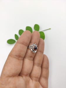 925 Sterling <b>Silver</b> Natural <b>Garnet</b> Sun Moon Celestial Gemstone <b>Ring</b> Wholesale Jewelry - Product Image 5