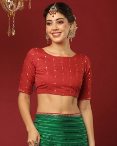 Sari de Georgette Bollywood para Mujer KV, Tejido, Adornado, Reversible, Sin Arrugas, para Otoño (Verde) - Product Image 2