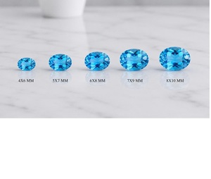 Topaze bleue naturelle, taille ovale 4x6MM-10x14MM, traitée thermiquement, pierre précieuse en vrac facettée AAA pour la fabrication de bijoux (bague, pendentif) - Product Image 4