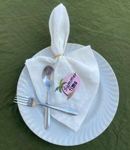 Servilletas de lino hechas a mano con bordado, tela reutilizable para decoración de mesas de boda, juego de tela sostenible para comedor. - Product Image 1