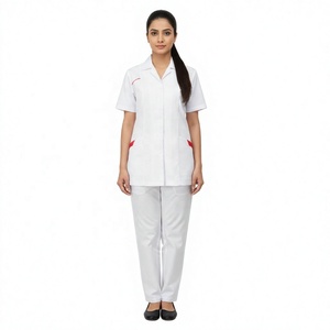Wholesale OEM Service Custom V-neck <b>Knitted</b> Unisex Medical Scrub Sets Polyester/Cotton <b>Needle</b> Detection Hospital Use Seamless - Product Image 6