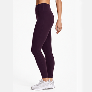 High Waist Solid Color Full Length Leggings Seamless Stretch Breathable Knitted Spandex Nylon Women's Yoga Pants - Product Image 4