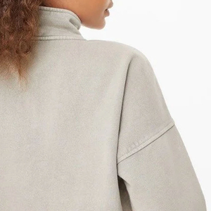 Sudadera de punto con media cremallera y cuello redondo para mujer, talla grande, bordada, forrada, informal, holgada, de forro polar, cálida, de manga larga, para otoño - Product Image 4