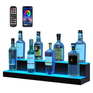 Estante de Bar para Botellas de Licor con Iluminación LED de 2 Niveles y 30 Pulgadas, Control Remoto RF y por Aplicación, 7 Colores Estáticos, Estantes Iluminados para Botellas de Vino - Product Image 5