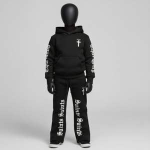 Conjuntos de Chándales Acampanados con Lavado Ácido Personalizados para Niños, Ropa Urbana con Logo Bordado para Niños, Conjunto de Chándal Apilado para Niños - Product Image 2