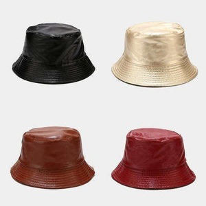 Unisex <b>Bucket</b> <b>Hat</b> Solid Color Polyester Casual Spring Summer Wear Black Gold Brown <b>Red</b> - Product Image 1