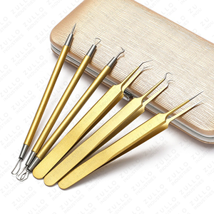 Kit professionnel de 6 outils anti-acné en acier inoxydable doré, extracteur de points noirs, nettoyeur de pores, conception OEM - Product Image 6