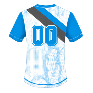 Conjunto de Uniforme de Rugby de Manga Corta en Azul Cielo, Blanco y Gris, Jersey de Rugby con Cuello Redondo y Diseño Gráfico, Pantalones Cortos con Cordón, Ropa Deportiva para Equipo - Product Image 4
