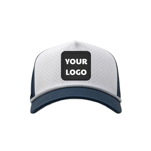 Casquette de golf perforée à 5 panneaux avec logo personnalisé, porte-tee, bicolore, fermeture à cordon en plastique - Injae Vina Golf Vietnam - Product Image 1