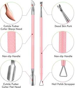 Empujador de Cutículas, Limpiador de Uñas, Removedor y Cortador de Cutículas para Uñas de Manos y Pies, para Profesionales - Product Image 2