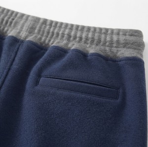 Shorts Bermuda en tricot bleu marine de qualité supérieure pour homme, couleur unie, avec taille élastique grise et cordon de serrage, style décontracté - Product Image 6