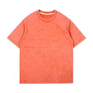 เสื้อยืดคอตตอนโอเวอร์ไซส์สำหรับผู้ชาย เสื้อยืดเนื้อหนา พิมพ์โลโก้ได้ เสื้อยืดโอเวอร์ไซส์แบบฟอกสี - Product Image 1