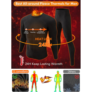 Conjunto Térmico de Compresión para Hombre, Manga Larga, Ropa Deportiva, Gimnasio, Running, Negro, Spandex, Algodón, Tejido Sin Costuras - Product Image 4