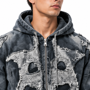 Ensemble de survêtement gris anthracite déchiré pour homme – Tenue streetwear tendance et robuste - Product Image 5