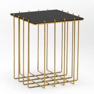 Unique Handmade Modern Natural <b>Stone</b> Coffee <b>Table</b> with Glass/Marble <b>Top</b> Decorative Metal Base for High-End Living Room Furniture - Product Image 5