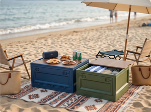 Caja de Almacenamiento Plegable de Plástico Resistente HALO OEM con Tapa de Madera, Caja de Transporte Portátil para Picnic, Organizador para Maletero de Auto - Product Image 4