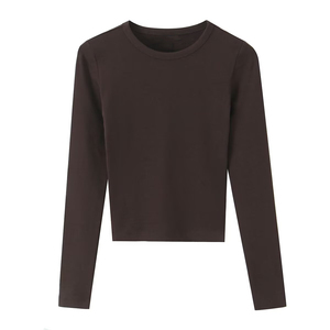 Camiseta de Verano 2026 para Mujer, Cuello Redondo, Manga Corta, Lisa, Transpirable, Ligera, de Algodón Suave, Estilo Minimalista - Product Image 1
