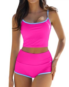Ensemble de bikini crop top à fines bretelles pour femme, maillot de bain taille haute, logo personnalisé OEM - Product Image 2