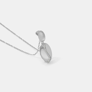 14K White Gold Oval Swirl Lab Grown Diamond Pendant Necklace - Product Image 5