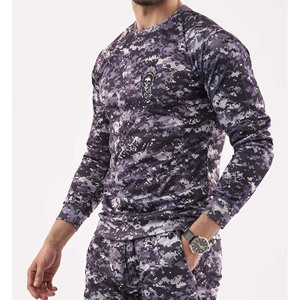 Unisex Purple Printed Three Quarter Sleeve Crew Neck Sportswear Set Quick Dry Lightweight Full Length 100% Cotton - Product Image 1