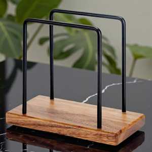 Modern Rectangle Wood Napkin Holder With Black Metal Frame For Kitchen <b>Table</b> Decoration - Product Image 3