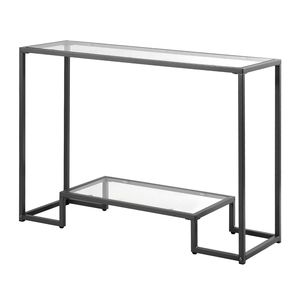 Modern 2-Tier Rectangle <b>Console</b> Table with Tempered Glass Top and Iron Legs Golden Sofa Side Table and Desk - Product Image 1
