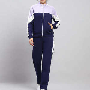 Vêtements de sport deux pièces de qualité supérieure, bleu uni, col montant, pour femmes, séchage rapide, respirant, vêtements de sport pour la salle de sport, vêtements de sport actifs, grande taille, hiver - Product Image 1