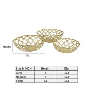Wholesale Handmade Natural Bamboo Fruit Basket Set of 3 Eco Friendly Woven Bread Serving Storage Baskets for Kitchen Home Decor - Product Image 4