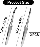UBI Lot de 2 pinces de précision à verrouillage croisé inversé en acier inoxydable avec embouts en caoutchouc PVC, courbées/droites, pour cils