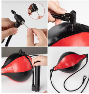 Balón de velocidad de boxeo de doble extremo de cuero, entrenador de reacción, saco de boxeo de suelo a techo con cuerda para práctica en gimnasio en casa - Product Image 5