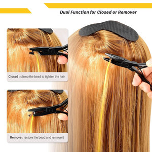 Hair Extension Closer and Remover Pliers Set with Micro Silicone Rings Beads Loop <b>Needle</b> <b>Threader</b> Pulling Hook Tool and Bead - Product Image 6