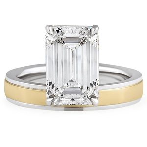 แหวนเพชรเม็ดเดี่ยวทรงเหลี่ยมมรกต 3.71 กะรัต รับรองโดย IGI เพชรเพาะเลี้ยง 14K ทองสองสี แหวนหมั้นหรูหราประดับโลหะผสม - Product Image 1