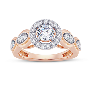 Women's 18K Rose Gold Plated Diamond Engagement <b>Ring</b> Round Brilliant Cut Romantic <b>Crown</b> Style Fine Jewelry - Product Image 2