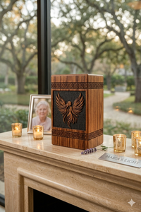 Natural Wood Cremation Urn Decorative Burial Keepsake <b>Box</b> Carved <b>Memorial</b> Urn for Adult Home Shrine. - Product Image 2