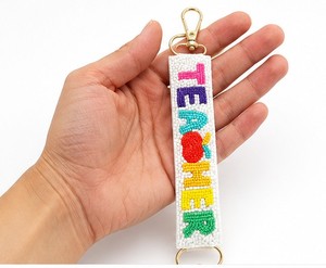 Llavero de pulsera con cuentas para profesores, mini, portátil, con cierre de broche, unisex, creativo, con patrón de letras, de tela no tejida - Product Image 6