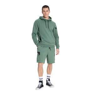Ensemble sweat à capuche et short assorti pour homme en molleton de coton respirant bicolore, style décontracté printemps - Product Image 1