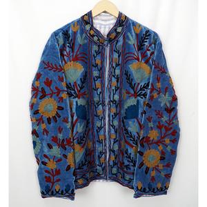 Handmade Suzani Velvet Floral Pattern Embroidered Jacket Boho Style Winter Statement Coat - Product Image 1