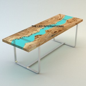 Great Quality Solid Teak Wood Coffee <b>Table</b> With <b>Matte</b> Black Powder Coated Steel Legs For Living Room Furniture Best Price - Product Image 6