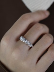 Feather Shapes Marquise Cut Moissanite Stacking Bridal Band <b>Ring</b> 925 Silver Fine <b>Proposal</b> Gift For Engagement Wedding Charm - Product Image 4