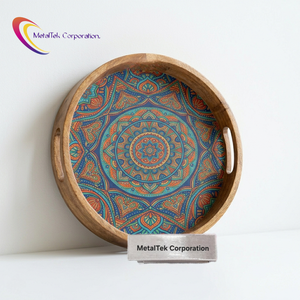 Modern Mango Wood Tray Ottoman with Handles Serving Tray for Living Room Decor Home Gift Idea Handcrafted Wooden Trays For Gifts - Product Image 2